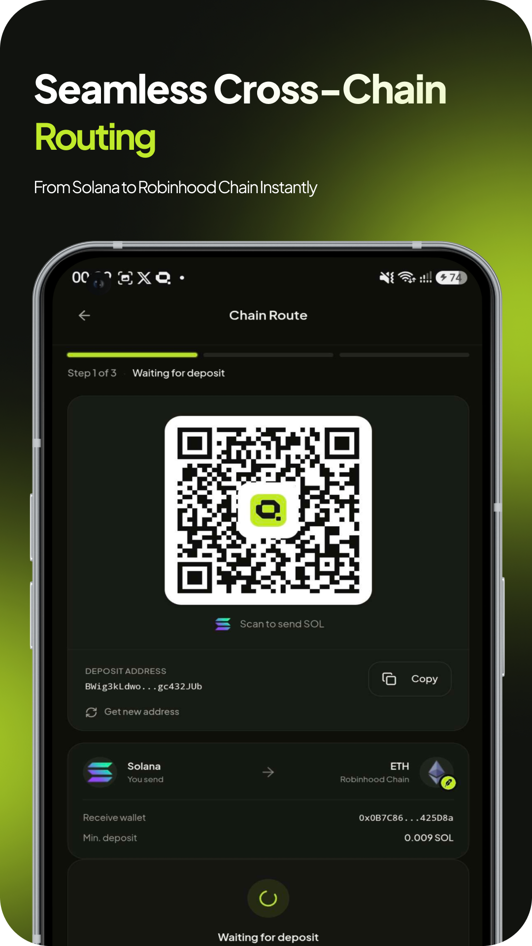 Robeon mobile wallet interface screen 2